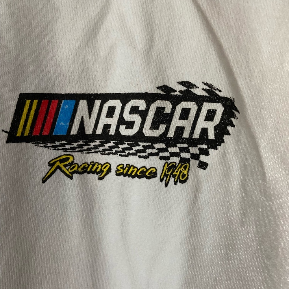 Nascar White Tee with Red and Black Car Graphic - Picture 2 of 3